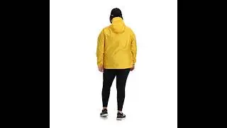Outdoor Research Helium Womens plus size Rain Jacket saffron yellow #plussizerain #yellowraincoat