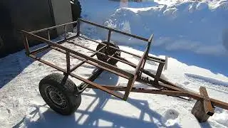 Самодельный самосвальный прицеп к мотоблоку. Небольшой обзор с размерами.
