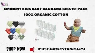EMINENT KIDS BABY BANDANA BIBS 10-PACK 100% ORGANIC COTTON