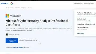 Pre Enroll for 14 Days For Microsoft Cybersecurity Analyst Coursera Certificate