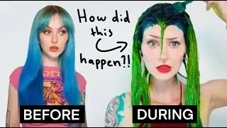 I put Yellow on my Blue hair and I accidentally dyed it... GREEN?! 🥴