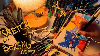 Realtime sketching with new acrylic markers x asmr rainy day x silly sketch night in the woods