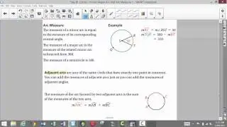 Circles - Major Arcs, Minor Arcs, Central Angle