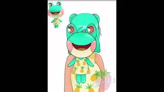 Drawing Lily from Animal Crossing as a human.🐸💗
