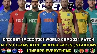 Cricket 19 | Latest T20 World Cup 2024 Patch | Squads,Stadiums,Kits Everything | 2024