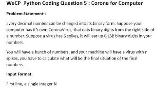 WeCP Python Coding Question 5 *Corona for Computer* 