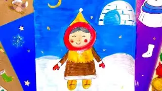 РИСУЕМ👧🏻🐟🌙ДЕВОЧКУ-ЭСКИМОСА 4+