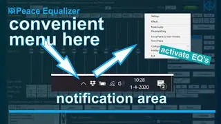 Peace Equalizer - Tutorial 16 Peace menu in Windows system tray