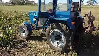Самодельный трактор копаю картошку