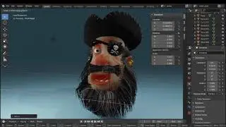 Cartoon Pirate head mouth rig in Blender 3D.