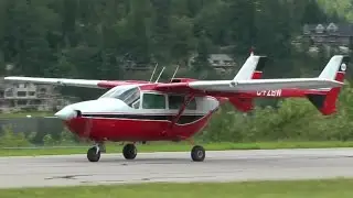 Cessna 337 SkyMaster landing and taxi