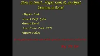 How  to Insert  Hyper Link  and an Object  Features in Excel I P S  IT Solution I PS Sir