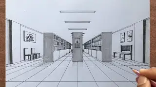 How to Draw a Library in 1 Point Perspective