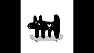 Draw with me a funny puppy on a skateboard. Digital drawing for children