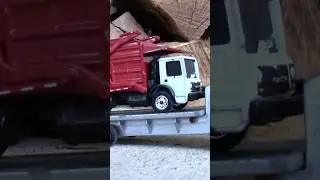 Red First Gear Mack Front Loader Picking Up Dumpster Trash l Garbage Trucks Rule #shorts