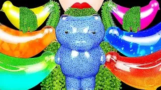 ASMR RAINBOW DRINKS *VAMPIRE BOBA TEA, SEA GRAPES EATING, BIRD GLASS, EDIBLE PEBBLES, 신기한물먹방 MUKBANG