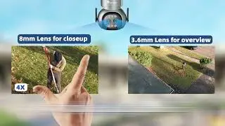 2.5K 4MP Dual Lens Security Camera Outdoor Wired, 2.4/5GHz WiFi Camera with 6X Hybrid Zoom