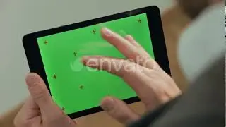 Male Finger Typing on Tablet Green Screen. Man Texting on Tablet Chroma Key | Stock Footage - En...