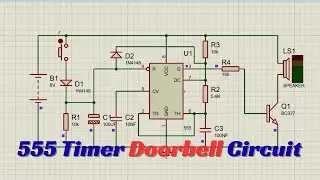 How to Build a Doorbell Circuit Using NE555 Timer in Proteus | Step-by-Step Tutorial