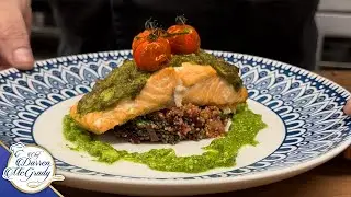 CardiacKrock Jalapeno Cilantro Almond Crusted Salmon with Beet Green Quinoa (SUPER HEALTHY)