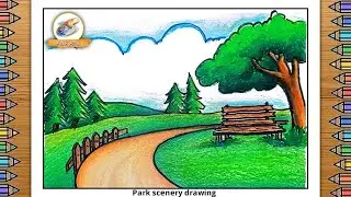 Playground drawing | Park scenery drawing | How to draw Playground easy | Park side drawing | Park