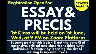 Essay/Precis Batch#15 With Daily Evaluation. To Join Whatsapp 0333-2139278