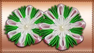 МК/DIY | ЦВЕТОК ИЗ ЛЕНТЫ | КАНЗАШИ СВОИМИ РУКАМИ | KANZASHI FLOWER