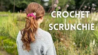 Easy Hair Scrunchie Crochet Tutorial // Flower with Leaves Hair Scrunchie