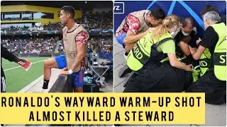 Cristiano Ronaldo knocked out a steward with his shot in training before UEFA champions league match