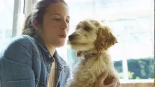 girl kissing dog