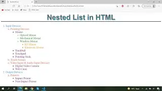 Nested List in HTML | Multilevel List | Lists in HTML | Ordered and Unordered List in HTML