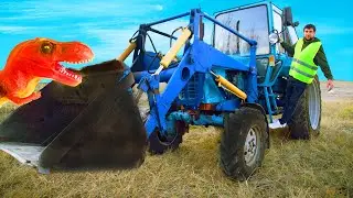 Динозавр вылупился из яйца и угнал трактор у сонного папы.