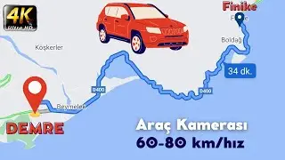 Antalya/Finike - Demre Yolculuğu Araç Kamerası | 4K | Ocak 2022