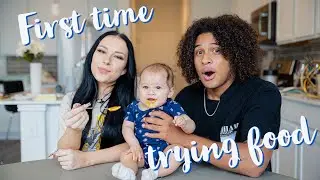 BABY'S FIRST TIME EATING BABY FOOD *CUTE*