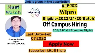 Wipro Wilp off campus Hiring 2020, 2021,2022 Batch || BCA/BSC Eligible || Wipro off Campus Hiring