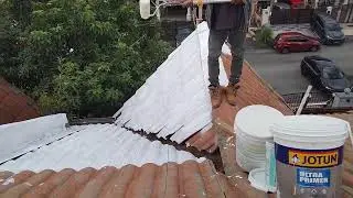 Cara mengecat genteng rumah banglo dengan cat jotun anti luntur tahan lama.