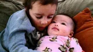 Halle and Julius snuggling