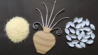 Unique Wall Hanging Craft Using Spoons and Rice | Best out of Waste Cardboard | Home decoration idea