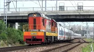 Удивительное зрелище. ЧМЭ3-3920 с составом поезда Talgo (Стриж)
