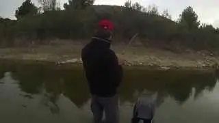 SCHWARZBARSCH ANGELN IN SPANIEN MEQUINENZA EBRO 2015