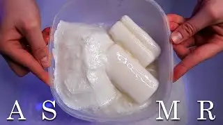 ASMR Slime Mushy Soap and Sponge 🤍 White Laundry Soap ⚪️ Sponge Squeezing