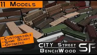 SoftField's Bench Wood Set Asset for UE5
