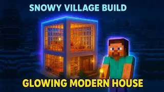 ❄️ Modern Glass House in Snowy Village | Minecraft ✨