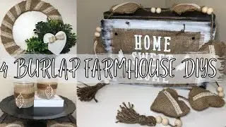 4 FARMHOUSE DIYS USING BURLAP FABRIC | Dollar Tree DIY | Everyday Farmhouse Home Decor