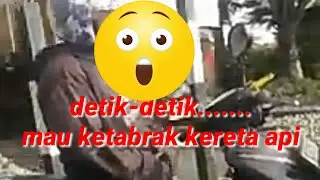 viral mojoanyar mojokerto! hampir ketabrak kereta api untung ada....