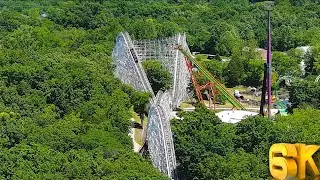 Screamin’ Eagle Drone Footage 4K Giant Out & Back Wooden Coaster Six Flags St Louis, MO