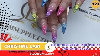 Gel up , design đánh ombre pigment bằng matte top