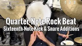 Quarter-Note Rock Beat: Sixteenth-Note Kick & Snare Ghost Note Additions - Intermediate Drum Lesson