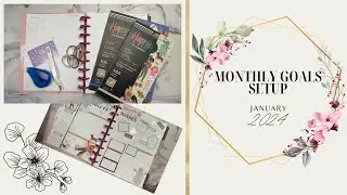 Monthly Goals Spread | Setup With Me (SWM) | January 2024 | Happy Planner (Monthly Layout)