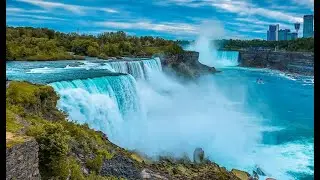 Niagara Falls Ontario Canadian city famous waterfalls linked with the US by the Rainbow Bridge view